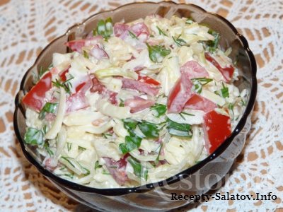 Салат Капустный с помидорами и сыром пошаговый рецепт
