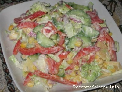 Летний витаминый овощной салат Фантазия - пошаговый рецепт