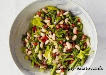 Салат из бобовых - белая, розовая и зеленая фасоль