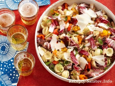 Тосканский салат из макарон с жареными на гриле овощами
