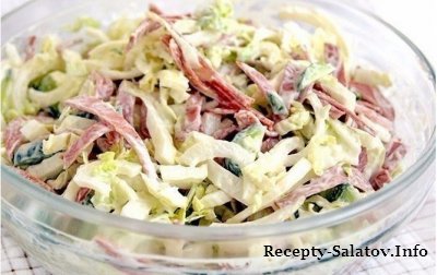 Летний салат из колбасы и свежих овощей - пошаговый рецепт