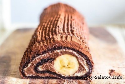 Шоколадно-банановый рулет за 15 минут пошаговый рецепт