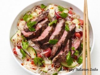Тайский салат с лапшой и сочной говядиной пошаговый рецепт