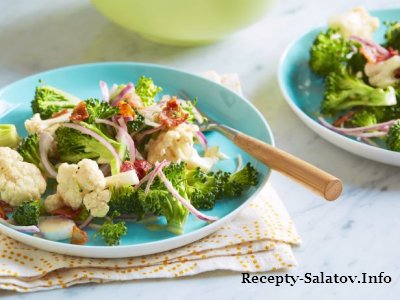 Очень вкусный летный салат из брокколи и цветной капусты