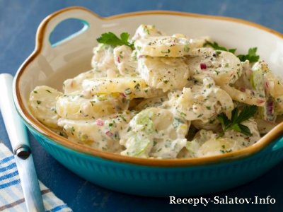 Рецепт картофельного салата со свежих трав и майонеза
