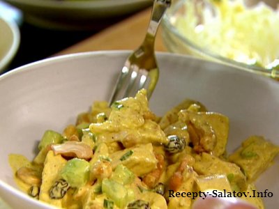 Салат из запеченной курицы с соусом карри пошаговый рецепт