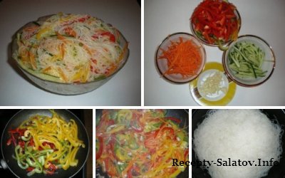 Салат Фунчоза с овощами пошаговый рецепт с фото