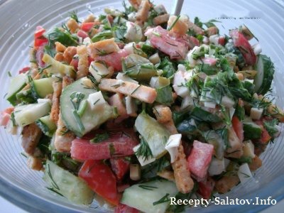 Салат с крабовыми палочками и сухариками пошаговый рецепт