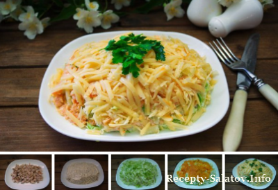Простой сочный салат Курица в перьях - пошаговый рецепт
