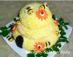 Салат Пчелиный домик из печени пошаговый рецепт