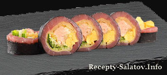 Sashimi-roll с печеным лососем и тунцом