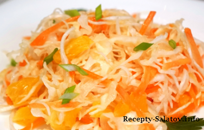 Салат из капусты, апельсинов и огурцов - пошаговый рецепт