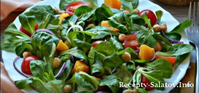 Весенний листовой салат с нутом для тех кто на диете - пошагово