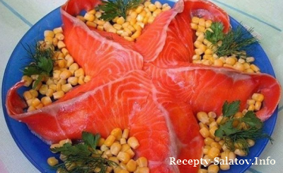 Салат от шеф повара Морская звезда из красной рыбы