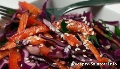 Овощной салат с красной капустой и перцем - пошаговый рецепт