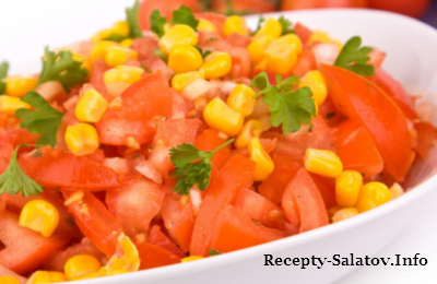 Мексиканский фитнес салат из кукурузы и помидоров - пошагово