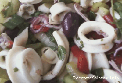 Салат с кальмарами и оливками каламата по-итальянски