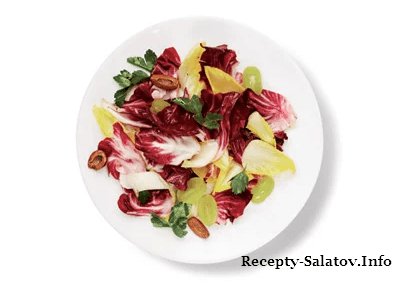 Листовой салат из листьев Эндивий , Радиккио и винограда