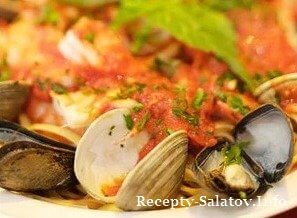 Тушёные морепродукты в соус Фрутти ди Маре к спагетти