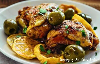 Тушеная курица с оливками - пошаговый рецепт с фото
