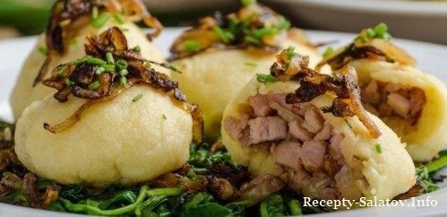 Картофельные галушки с мясом сытное блюдо из украинской кухни