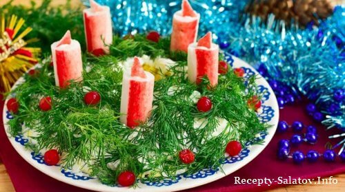 Салат для праздничного стола Рождественский венок пошагово