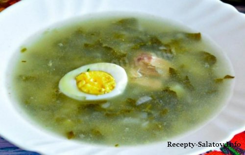 Простой рецепт летнего куриного супа с щавелем и яйцом