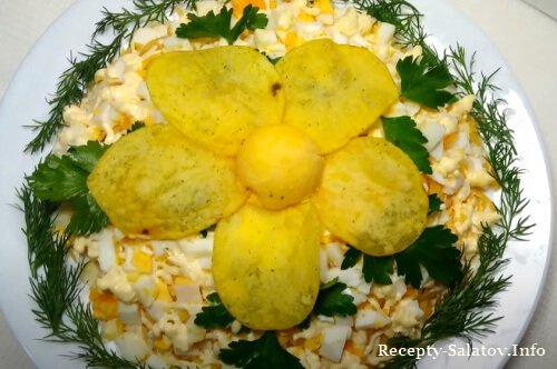 Креативный салат для любимого Орхидея с чипсами - пошагово