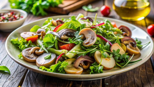 Салат с Грибами и Свежими Овощами - пошаговый рецепт