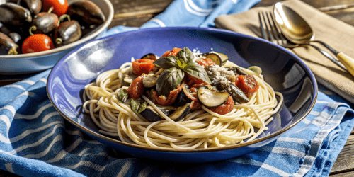 Спагетти с томатным соусом и баклажанами: рецепт быстрой пасты