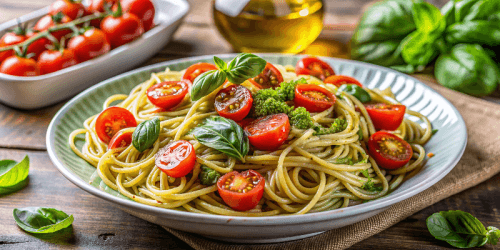 Спагетти с томатами и песто: пошаговый рецепт