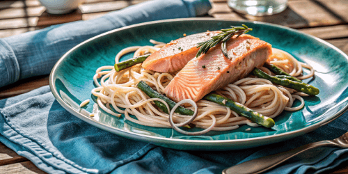 Баветте с лососем, луком и спаржей: пошаговый рецепт