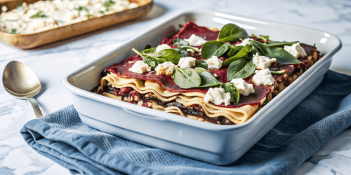 Лазанья со свёклой, шпинатом и козьим сыром: легкий и вкусный рецепт