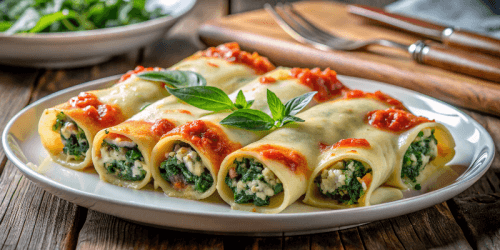 Каннеллони со шпинатом и сыром Рикотта: пошаговый видео рецепт
