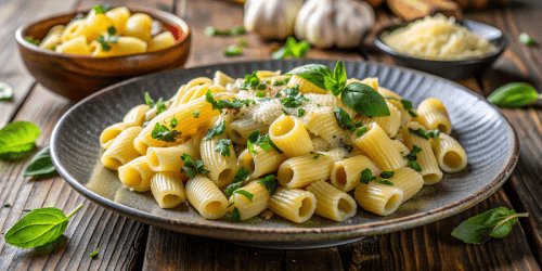 Пипе Ригате с базиликом, сыром и чесноком: пошаговый рецепт
